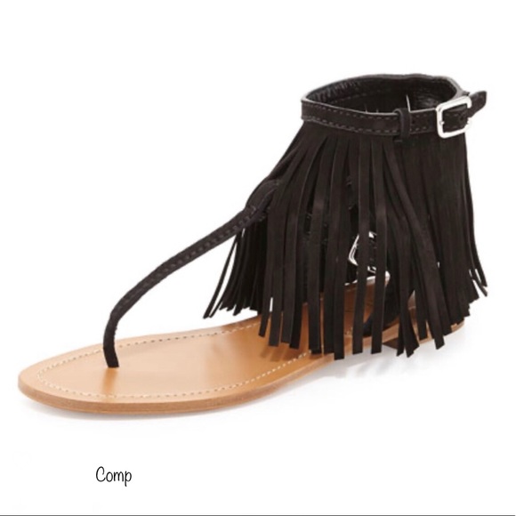 PRADA black suede fringe thong sandals, size 38, NWT - Picture 5 of 14